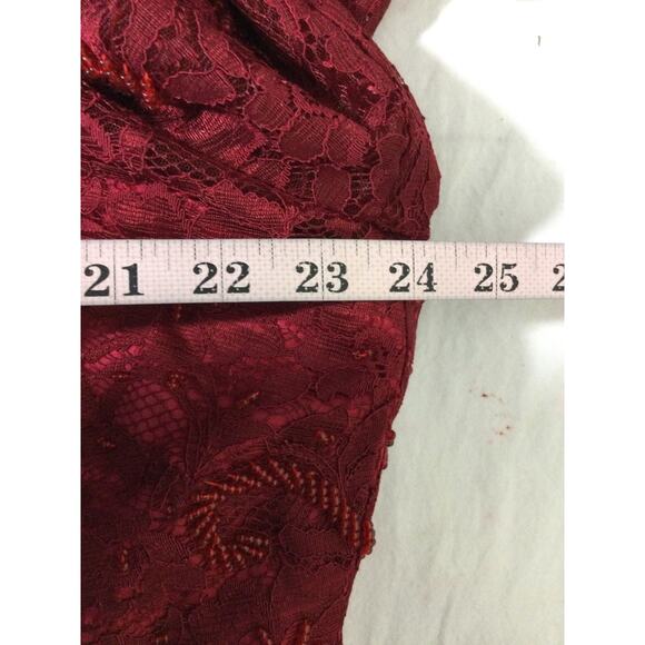 FORMAL SZ 22 3x plus red lace beaded embroidered hi low lace up dress NEW B149 - Picture 5 of 8